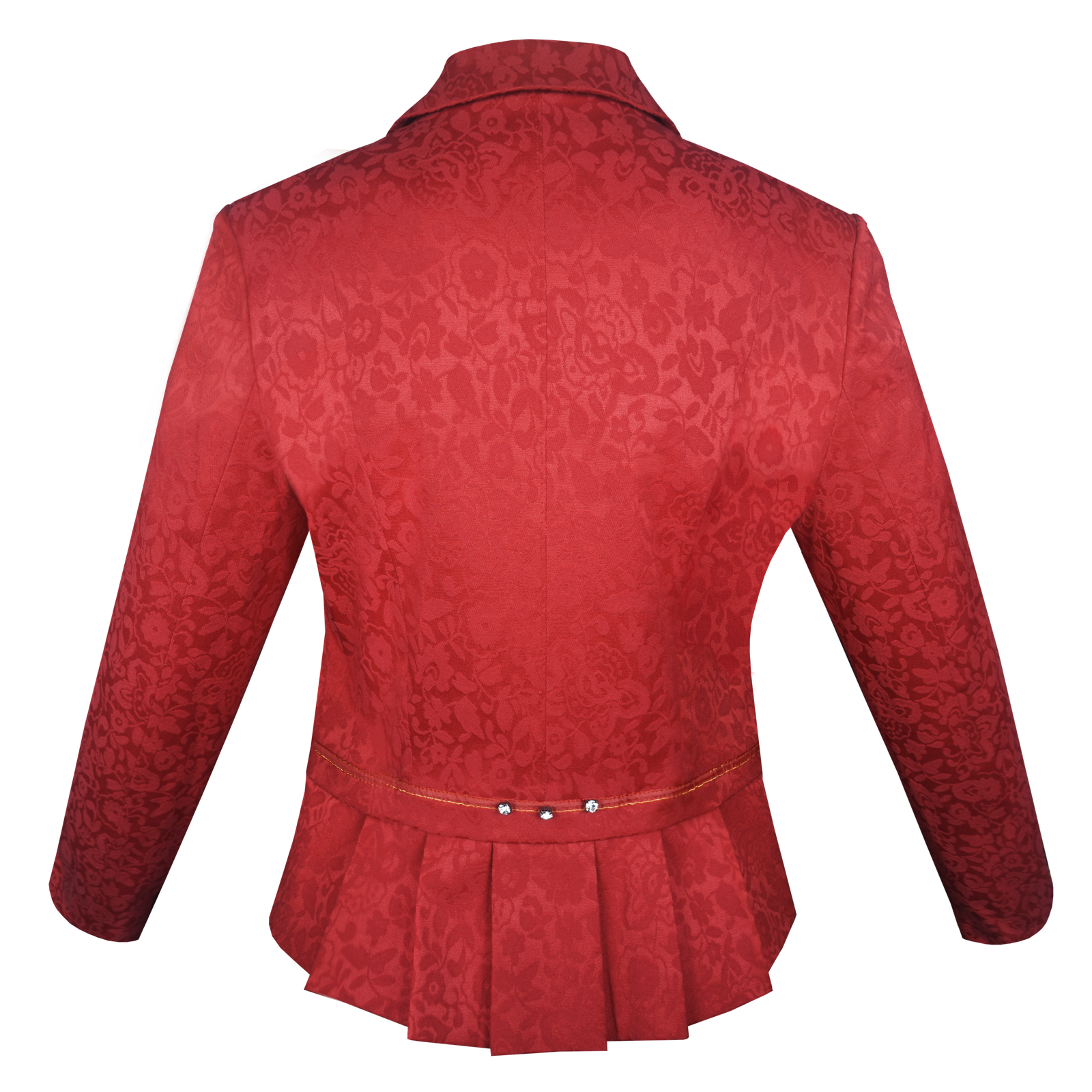 Saco Brocado Floral con Detalles de Pedrería Rojo Coral - Image 3