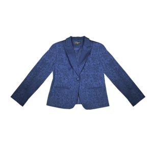 Saco Sastre Brocado Floral con Pedrería Azul