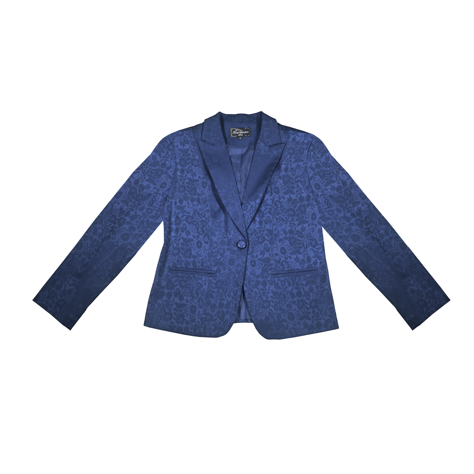 Saco Sastre Brocado Floral con Pedrería Azul