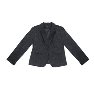 Saco Sastre Brocado Floral con Pedrería Negro