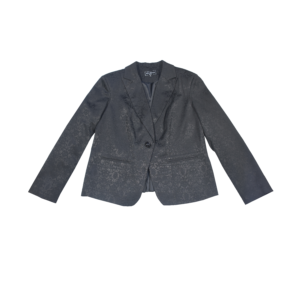 Saco Sastre Brocado Floral con Pedrería - Negro Absoluto