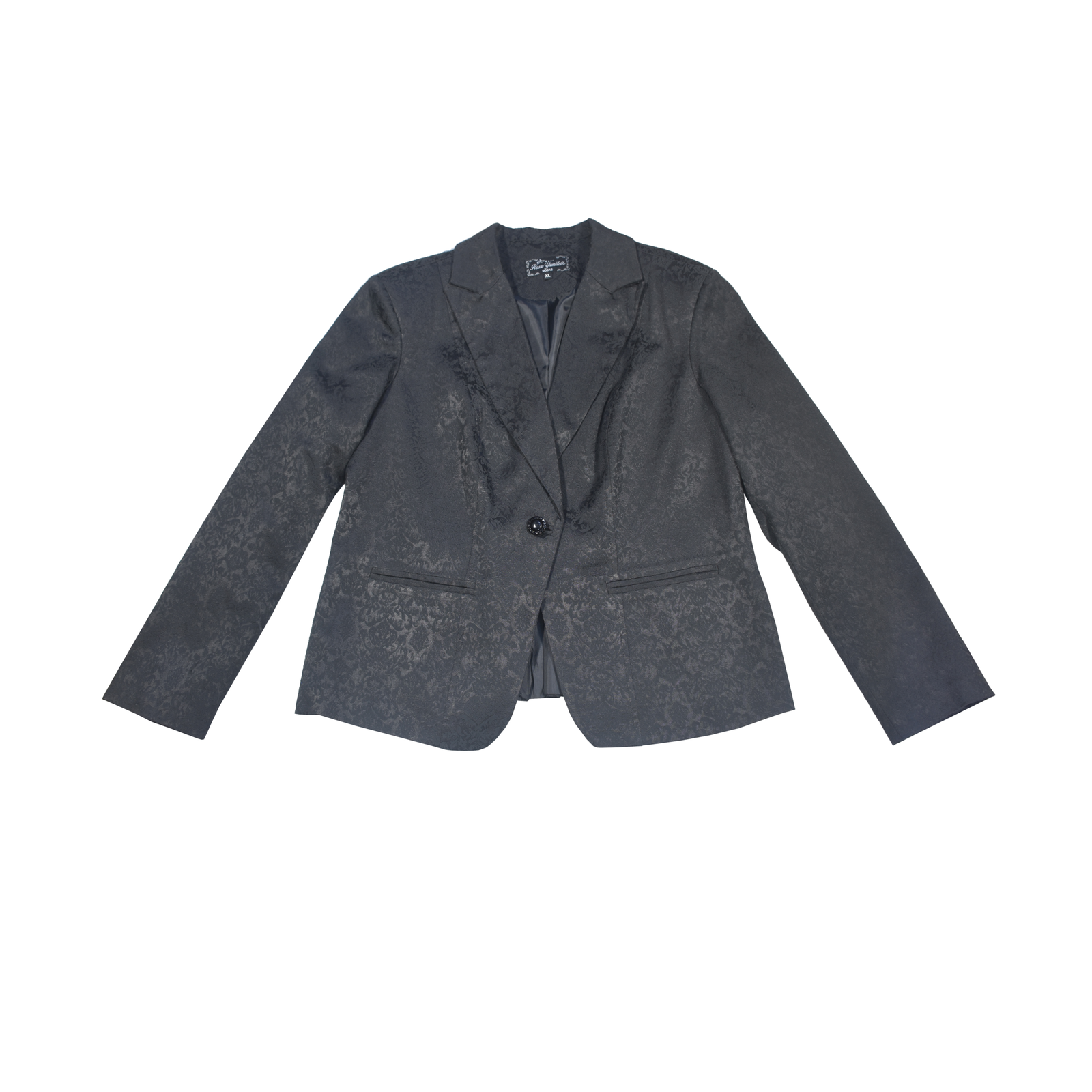 Saco Sastre Brocado Floral con Pedrería - Negro Absoluto
