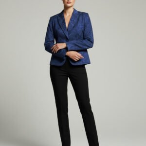 Blazer Brocado Floral con Pedrería Azul